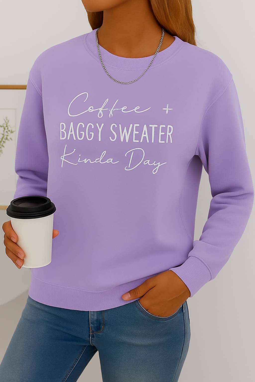     			Kashian Women Fleece Round Neck Sweatshirt For Light Winters ( Purple )