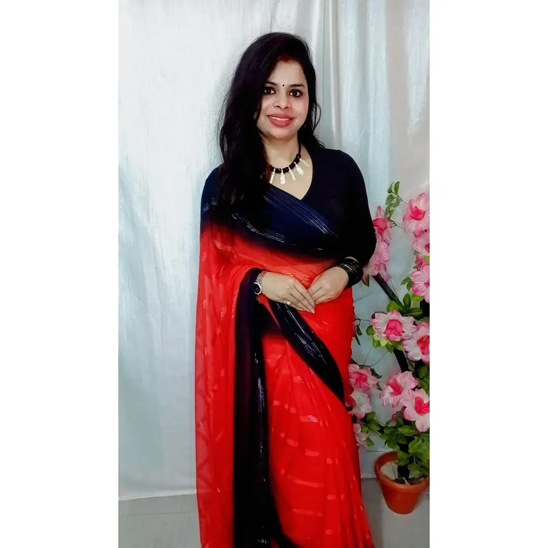 Kashvi Sarees Georgette Solid Ilkal Saree With Unstitched Blouse Piece ( Red )     			Kashvi Sarees Georgette Solid Ilkal Saree With Unstitched Blouse Piece ( Red )