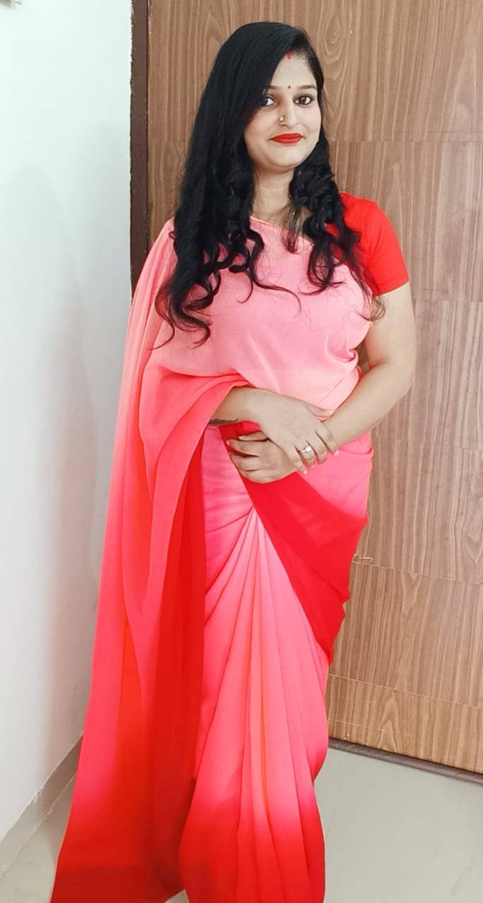     			Kashvi Sarees Georgette Striped Ilkal Saree With Unstitched Blouse Piece ( Pink )