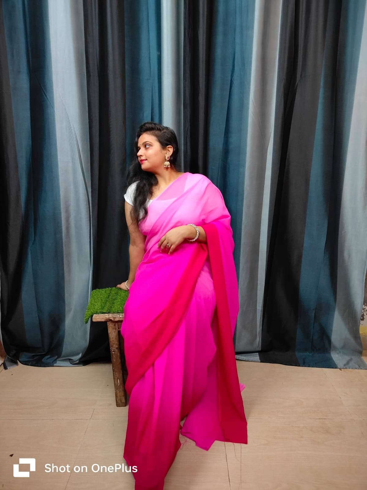 Kashvi Sarees Georgette Striped Ilkal Saree With Unstitched Blouse Piece ( Pink )     			Kashvi Sarees Georgette Striped Ilkal Saree With Unstitched Blouse Piece ( Pink )