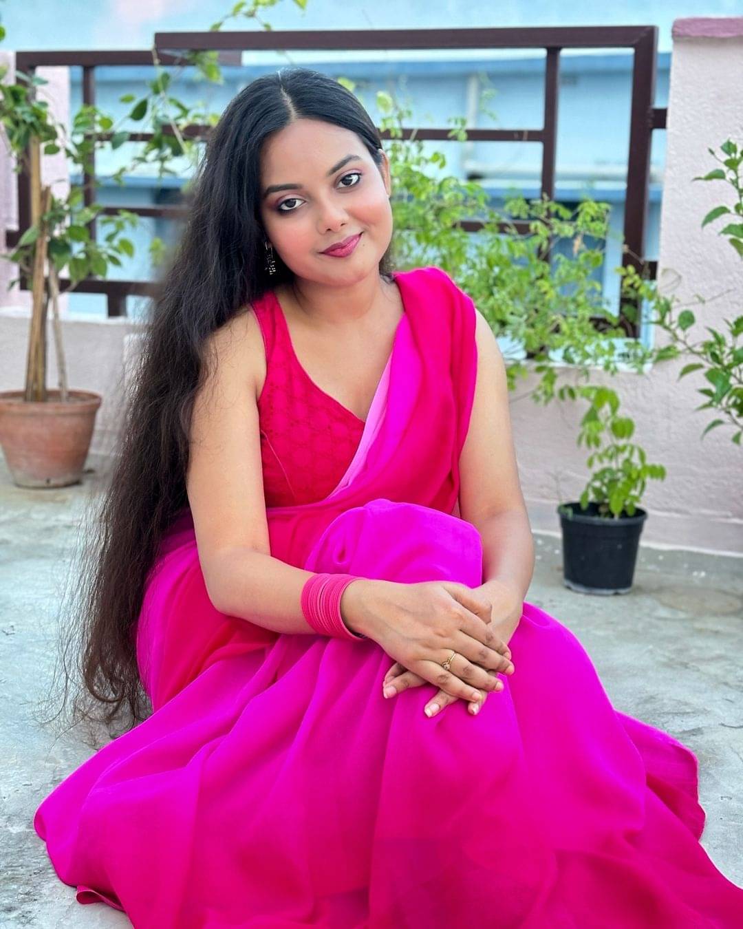 Kashvi Sarees Georgette Striped Ilkal Saree With Unstitched Blouse Piece ( Pink )     			Kashvi Sarees Georgette Striped Ilkal Saree With Unstitched Blouse Piece ( Pink )