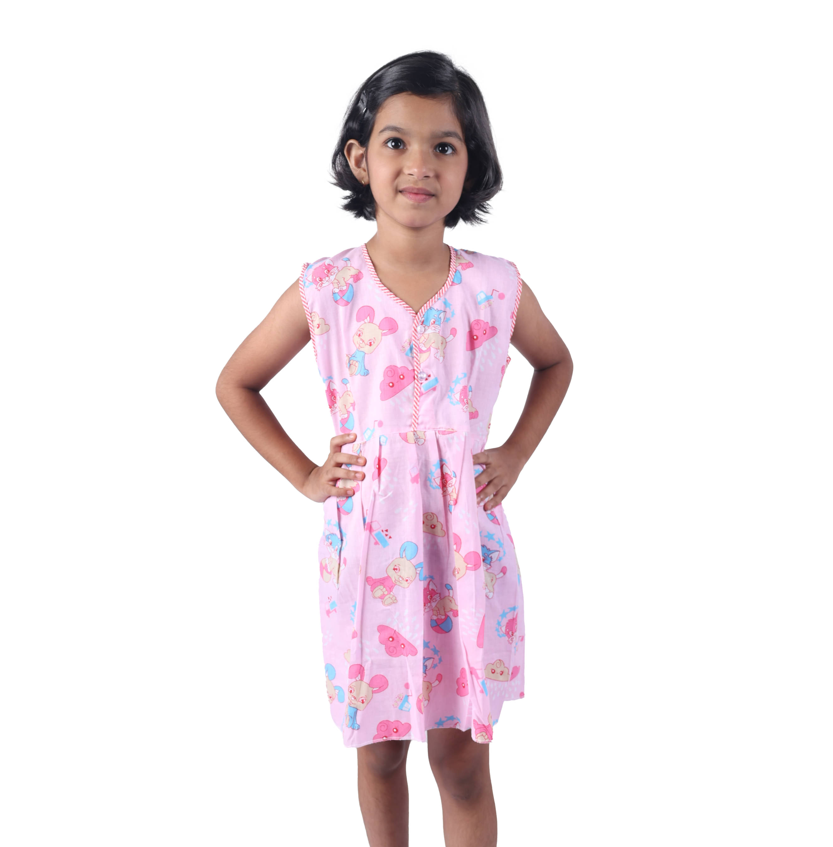 Kidzee Kingdom Cotton Frock For Girls ( Pack of 1 , Pink )     			Kidzee Kingdom Cotton Frock For Girls ( Pack of 1 , Pink )