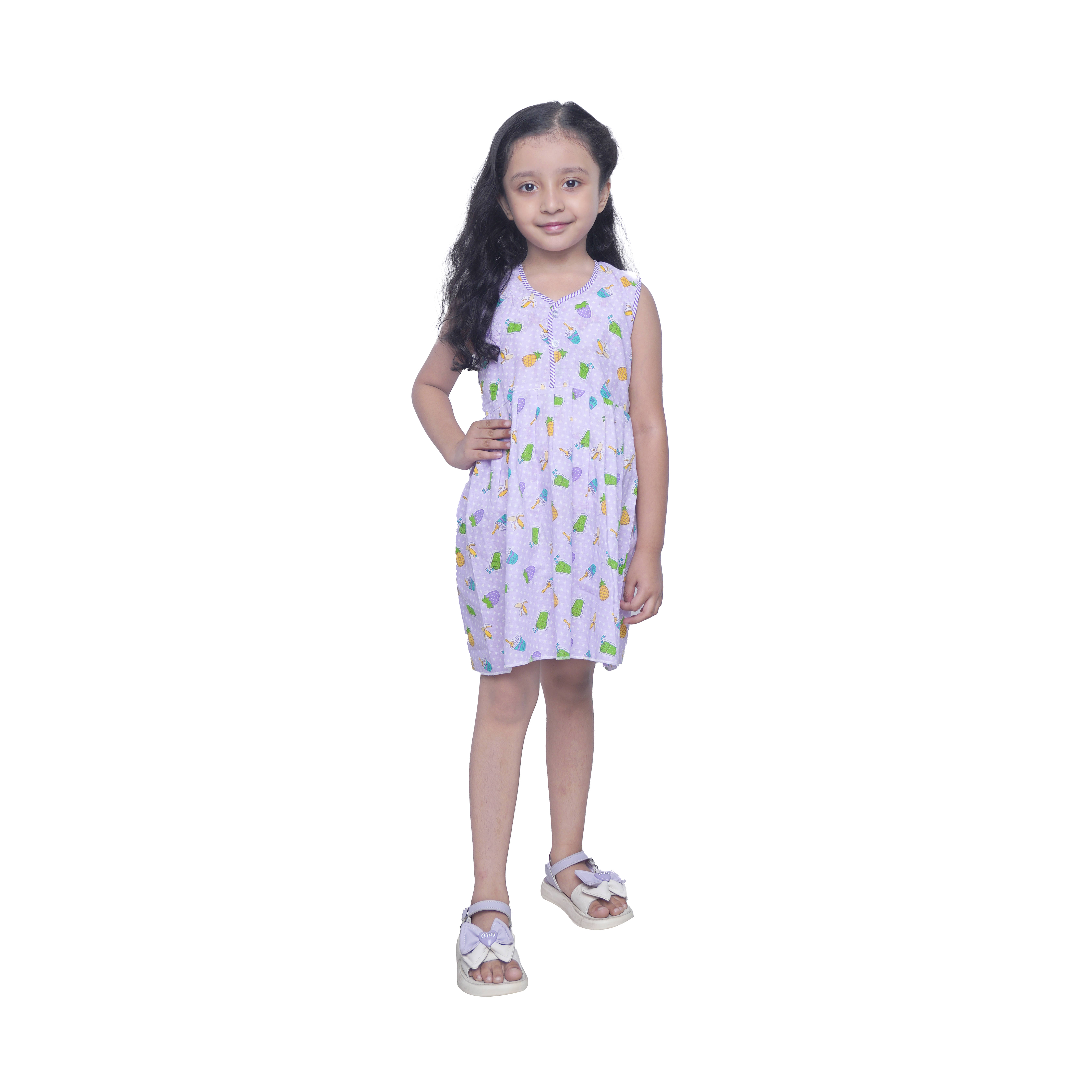 Kidzee Kingdom Cotton Frock For Girls ( Pack of 1 , Purple ) Kidzee Kingdom Cotton Frock For Girls ( Pack of 1 , Purple )
