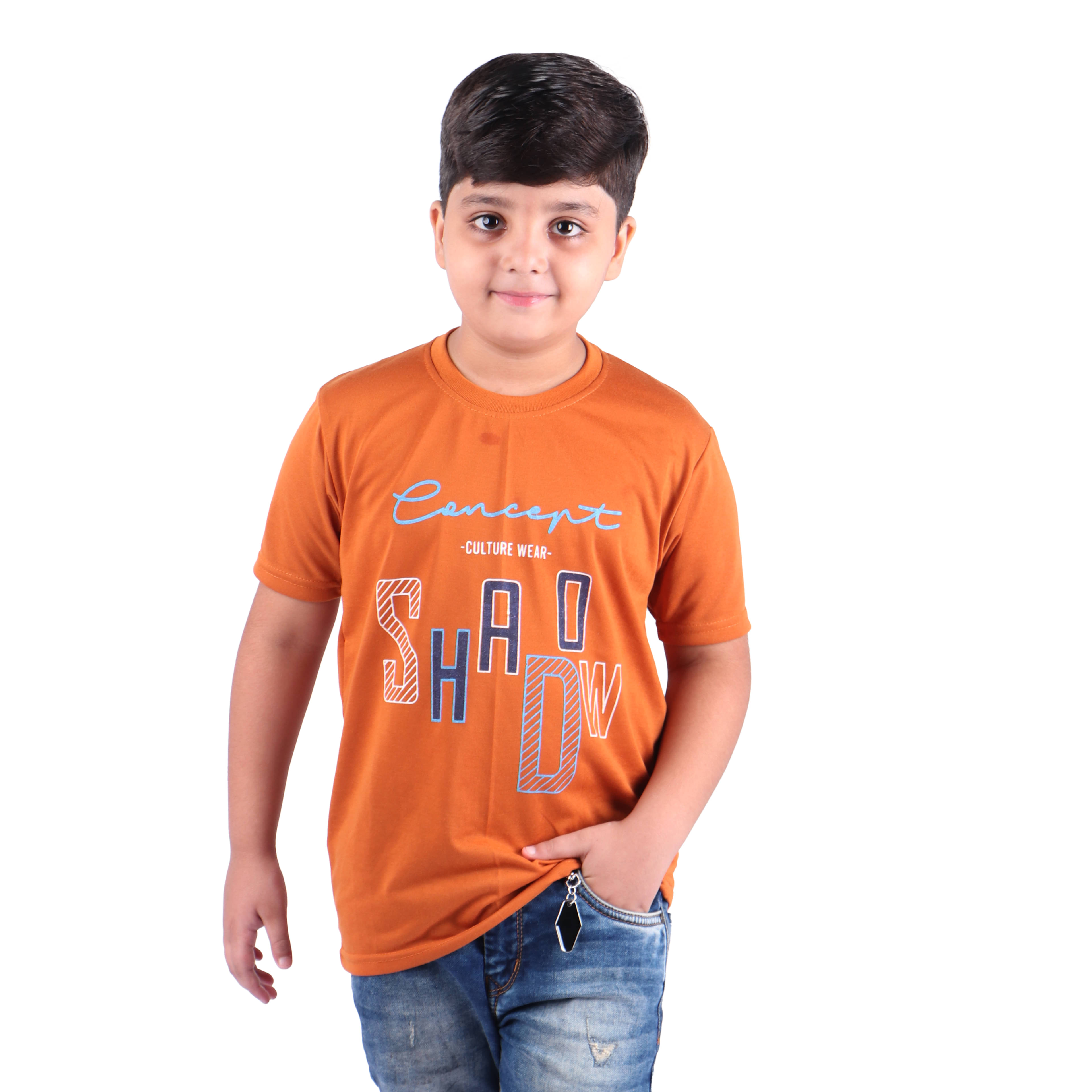     			Kidzee Kingdom Pack of 1 Boys Cotton T-Shirt ( Orange )
