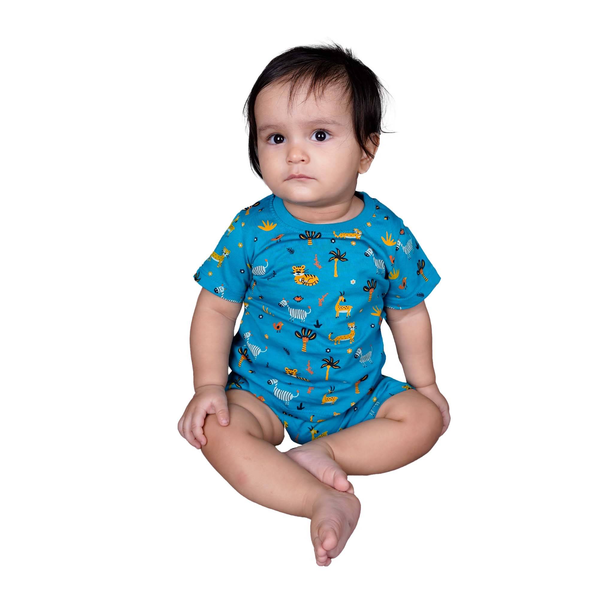     			Kidzee Kingdom Pack of 1 Baby Girls Cotton T-shirt & Shorts ( Blue )