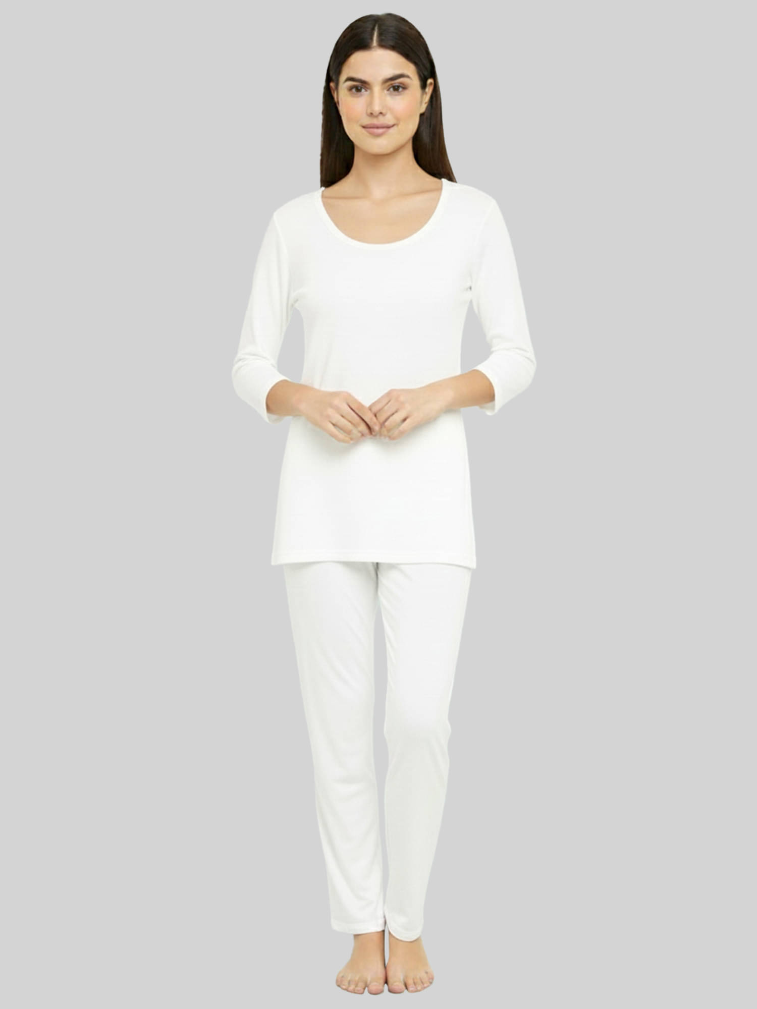     			Kuchipoo Cotton Blend Thermal Sets ( White , Pack of 1 )