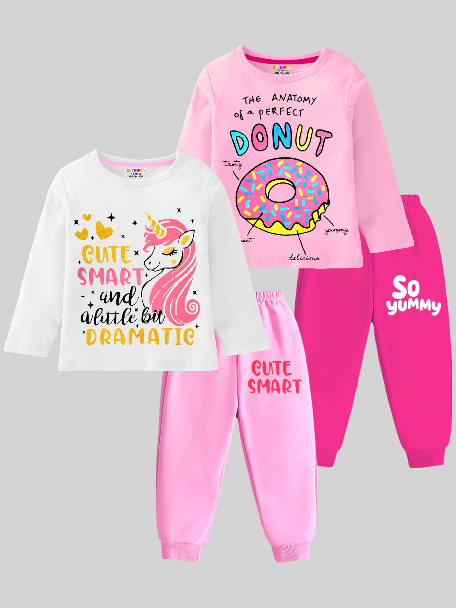 Kuchipoo Pack of 2 Girls Cotton Blend T-shirt & Trackpants ( Multicolor 3 ) Kuchipoo Pack of 2 Girls Cotton Blend T-shirt & Trackpants ( Multicolor 3 )