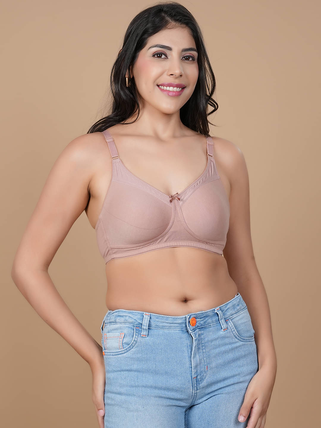 LACYLUXE Pack of 1 Cotton Blend Non Padded T-Shirt Bra For Women ( Brown )     			LACYLUXE Pack of 1 Cotton Blend Non Padded T-Shirt Bra For Women ( Brown )