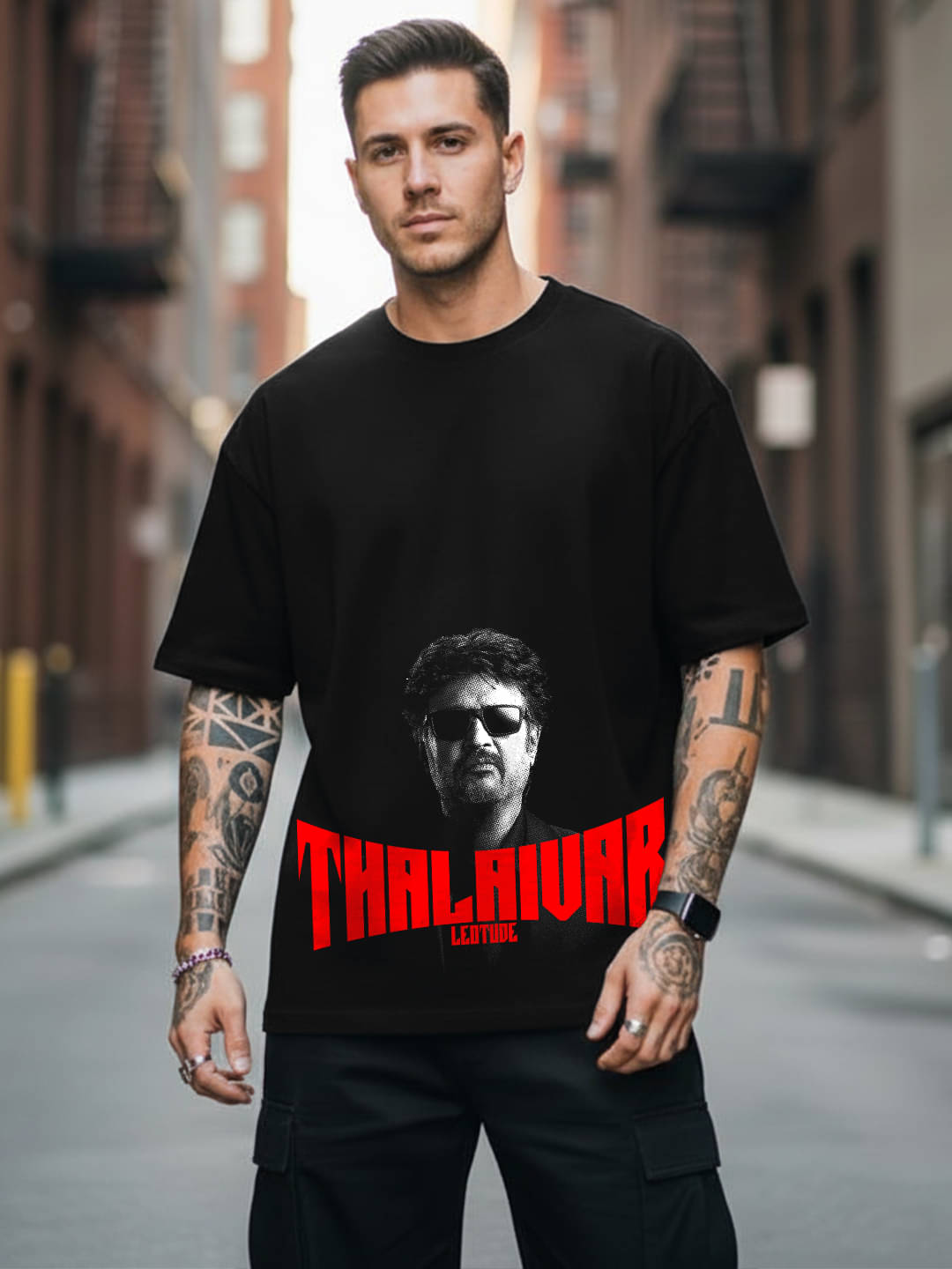     			Leotude Men Cotton Blend Oversized Fit Printed T-Shirt ( Multicolor )