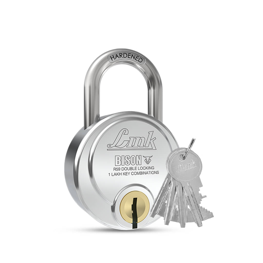     			Link Bison 59mm Heavy Duty Padlock | Lock for Home Door, office, Shop, Travel | Hardened Steel Shackle, | Double Locking System | High Precision 4 Keys | 1 Lakh Key Combinations | 10 Years Warranty