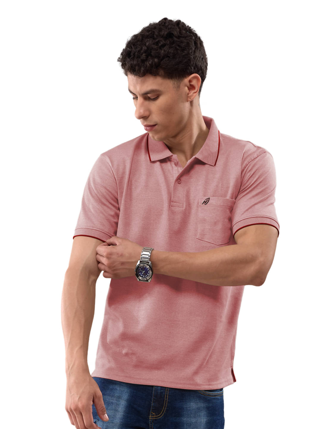 Lux Nitro Men Cotton Regular Fit Solid Polo T Shirt ( Coral )     			Lux Nitro Men Cotton Regular Fit Solid Polo T Shirt ( Coral )