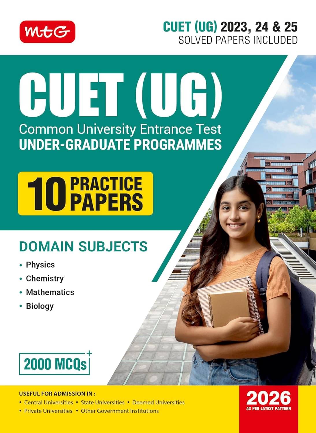     			MTG NTA CUET (UG) 10 Practice Papers Science (Physics, Chemistry, Biology, Mathematics) For 2026 Exam (Section-2) | CUET Mock Test Papers with Previou