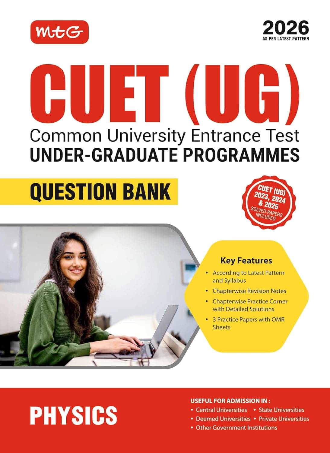MTG NTA CUET (UG) Question Bank Physics For 2026 Exam | Chapter-wise Notes, Practice Papers with OMR Sheets | CUET Books As Per Latest Pattern & Sylla MTG NTA CUET (UG) Question Bank Physics For 2026 Exam | Chapter-wise Notes, Practice Papers with OMR Sheets | CUET Books As Per Latest Pattern & Sylla