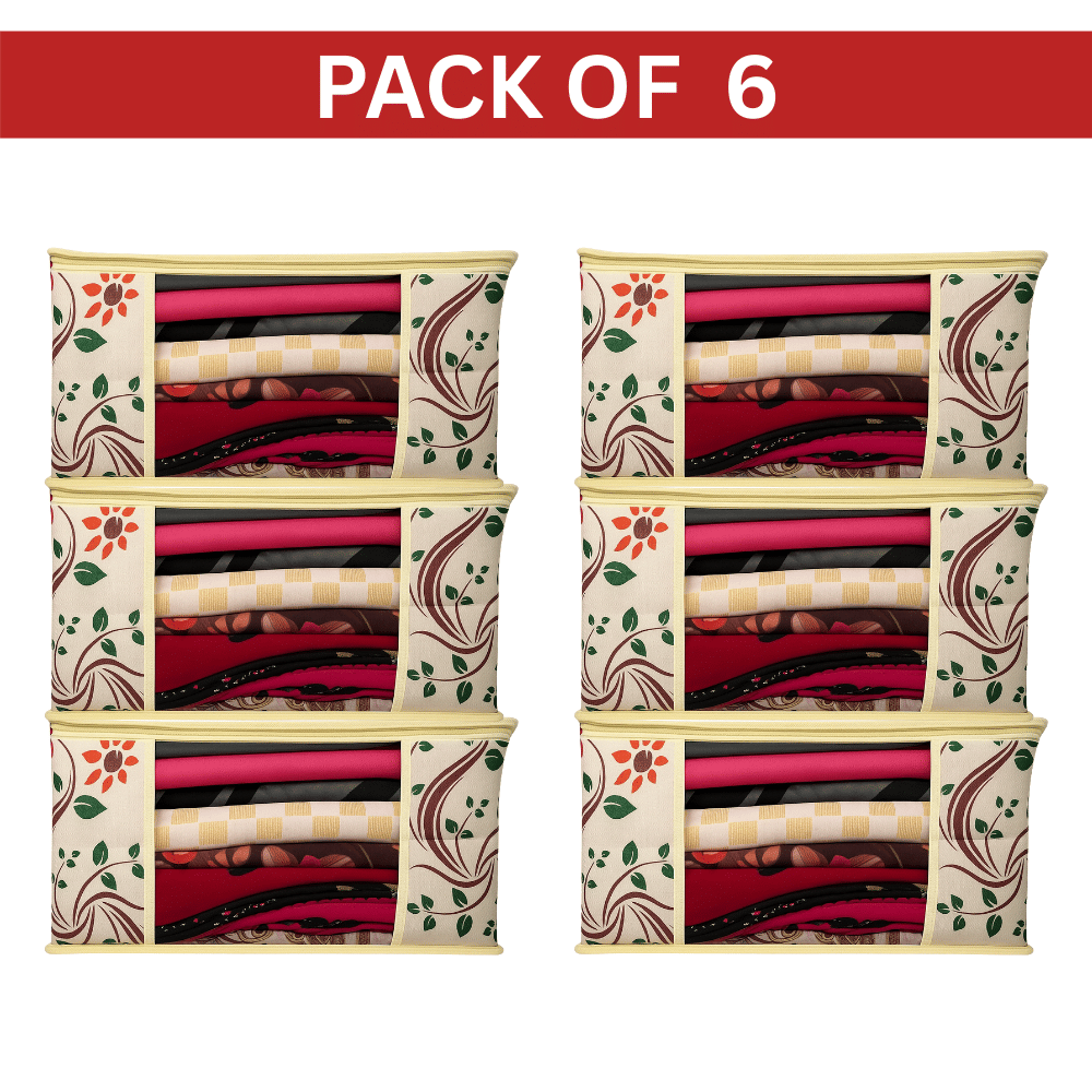     			Non Woven Multipurpose Cloth Underbed Storage Organizer Saree Cover with Window (PACK OF 6)