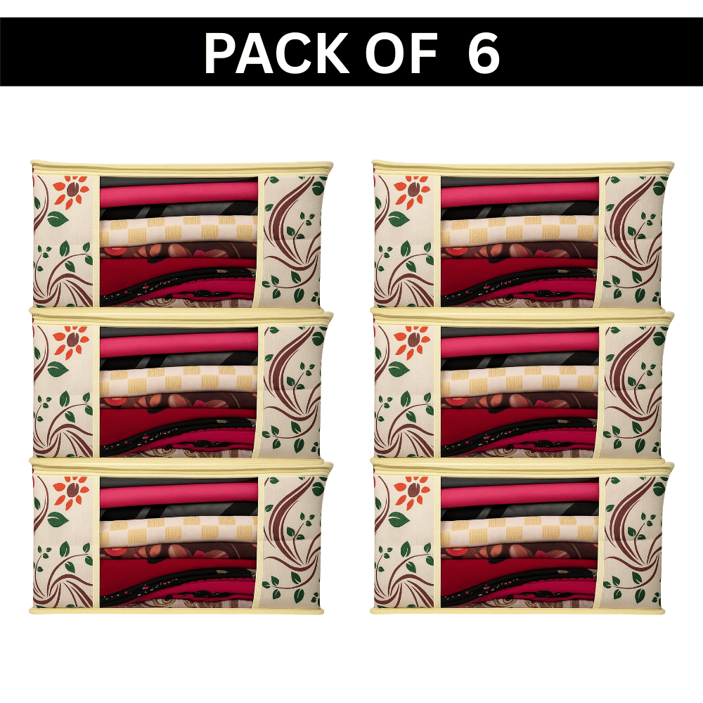    			Non Woven Multipurpose Cloth Underbed Storage Organizer Saree Cover with Window (PACK OF 6)