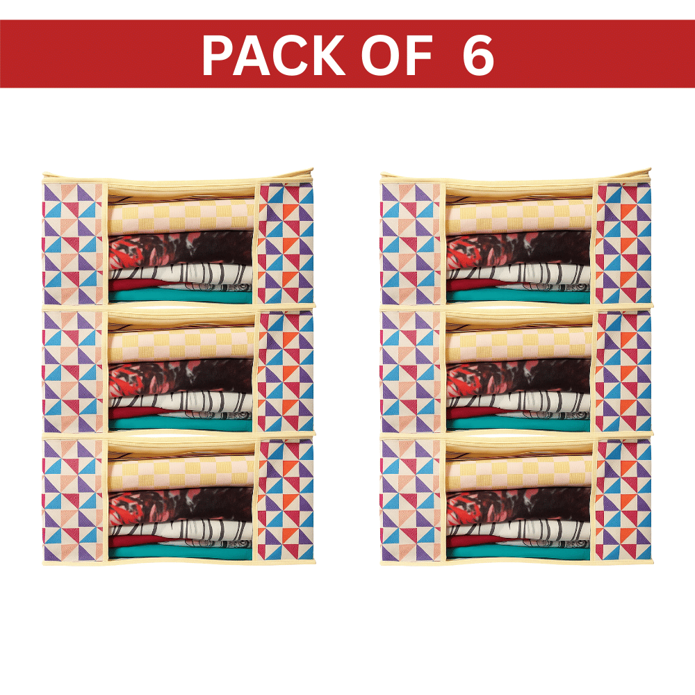     			Non Woven Multipurpose Cloth Underbed Storage Organizer Saree Cover with Window (PACK OF 6)