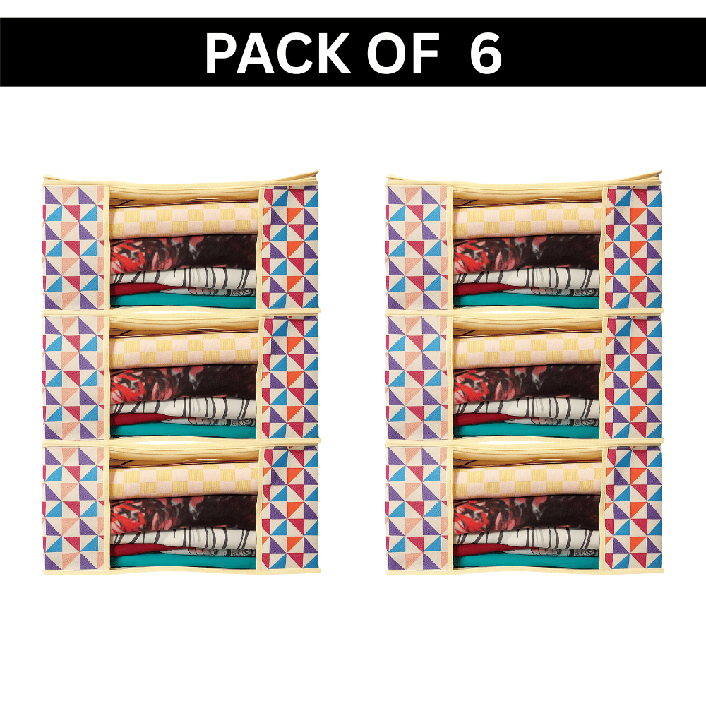     			Non Woven Multipurpose Cloth Underbed Storage Organizer Saree Cover with Window (PACK OF 6)
