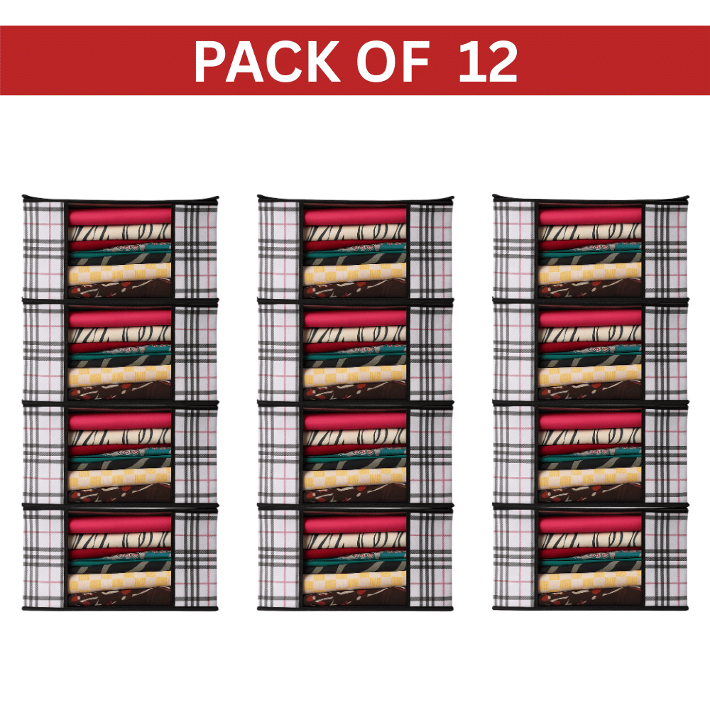     			Non Woven Multipurpose Cloth Underbed Storage Organizer Saree Cover with Window (PACK OF 12)