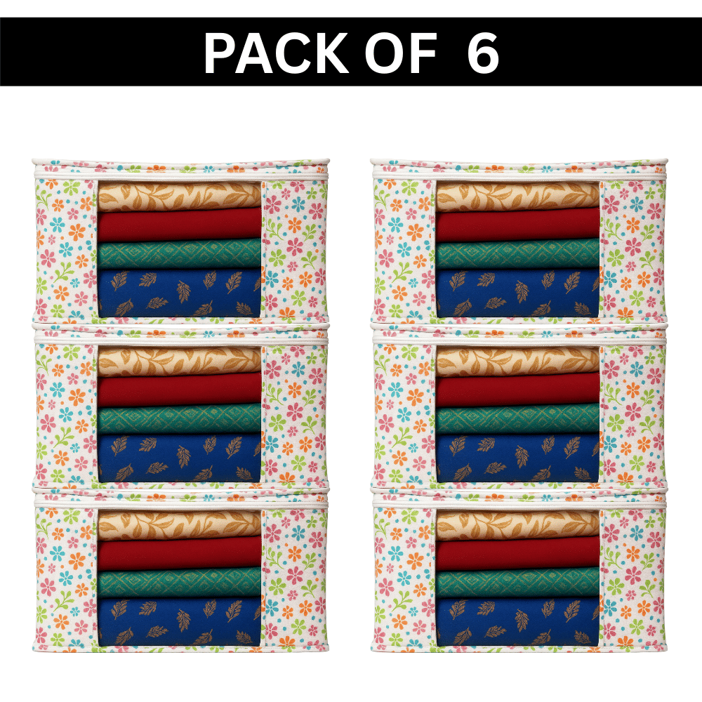     			Non Woven Multipurpose Cloth Underbed Storage Organizer Saree Cover with Window (PACK OF 6)