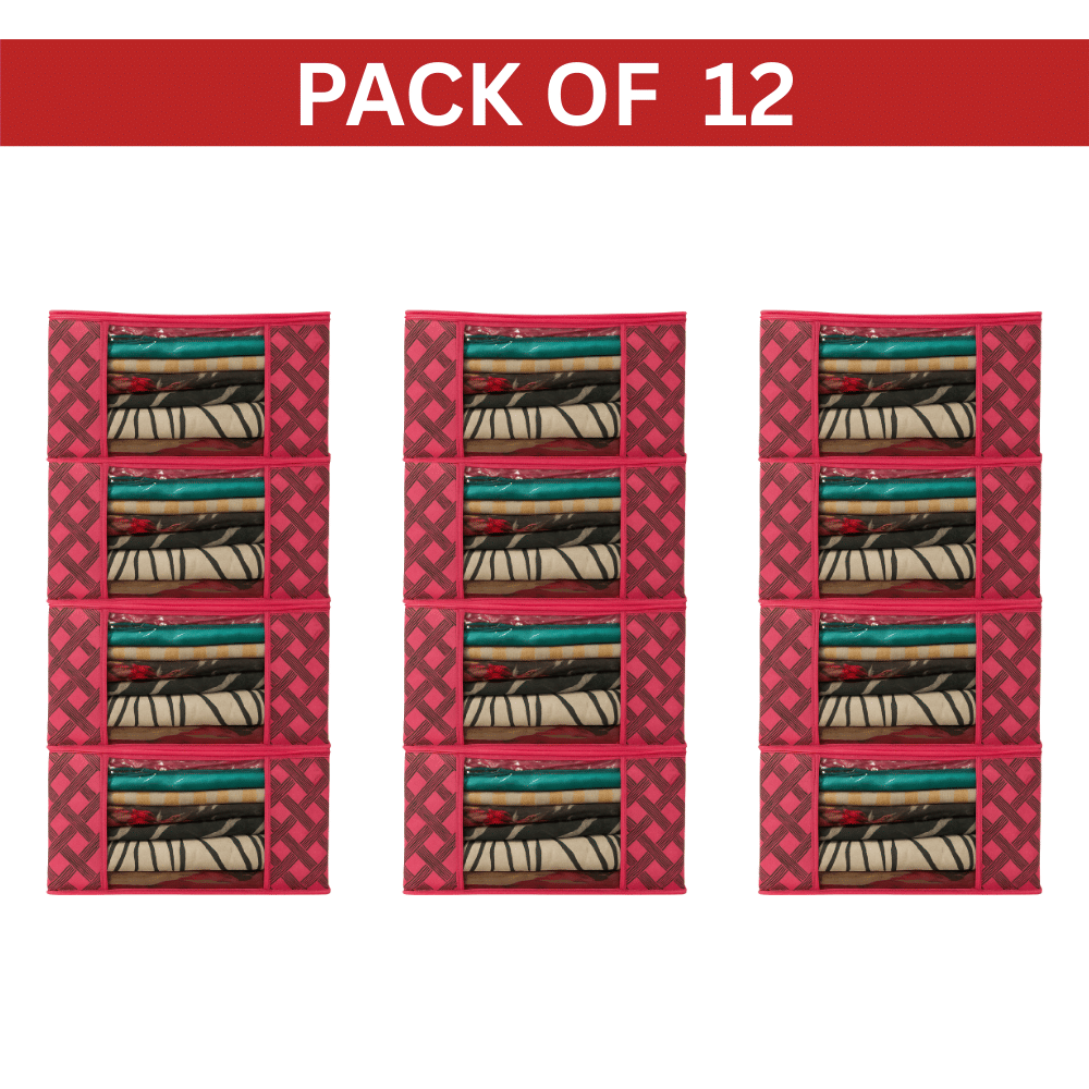     			Non Woven Multipurpose Cloth Underbed Storage Organizer Saree Cover with Window (PACK OF 12)