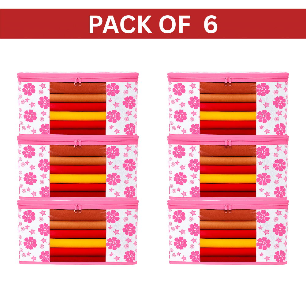     			Non Woven Multipurpose Cloth Underbed Storage Organizer Saree Cover with Window (PACK OF 6)