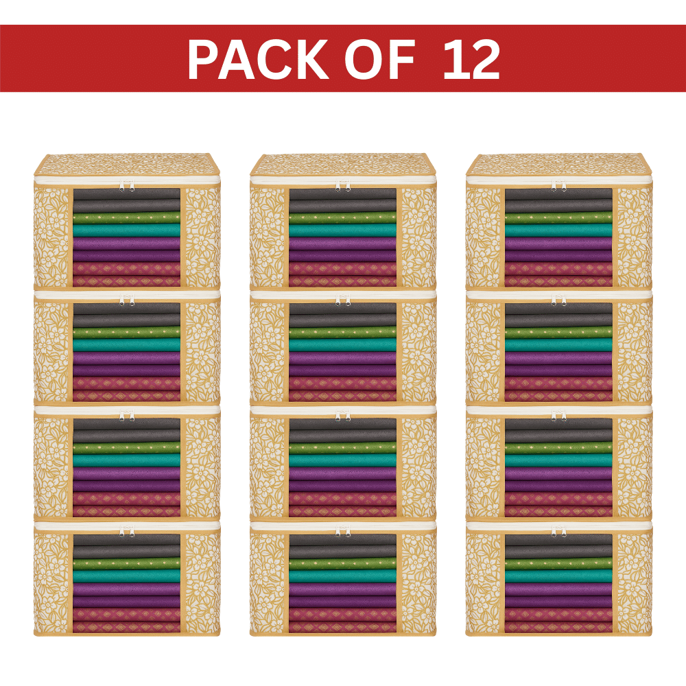     			Non Woven Multipurpose Cloth Underbed Storage Organizer Saree Cover with Window (PACK OF 12)