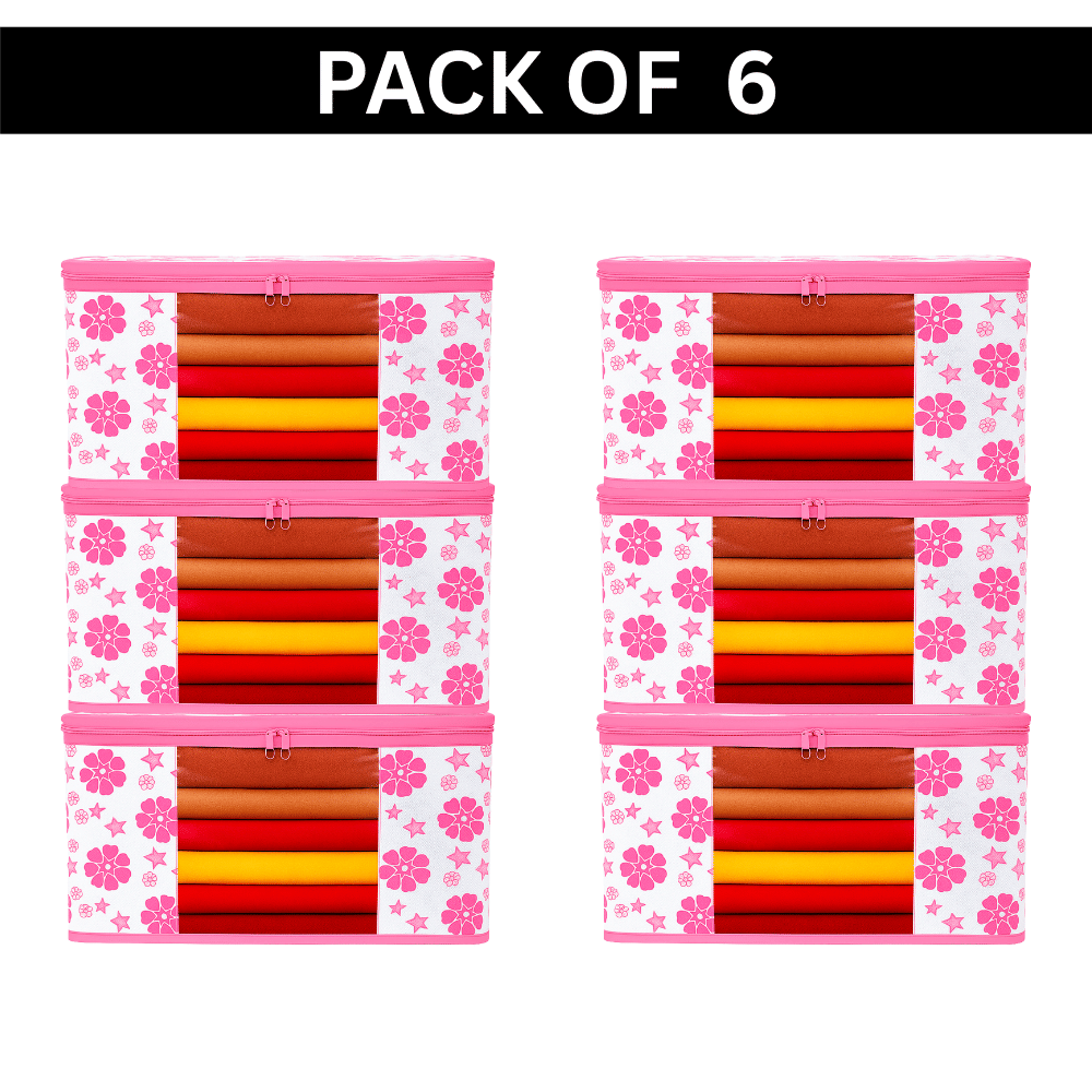     			Non Woven Multipurpose Cloth Underbed Storage Organizer Saree Cover with Window (PACK OF 6)