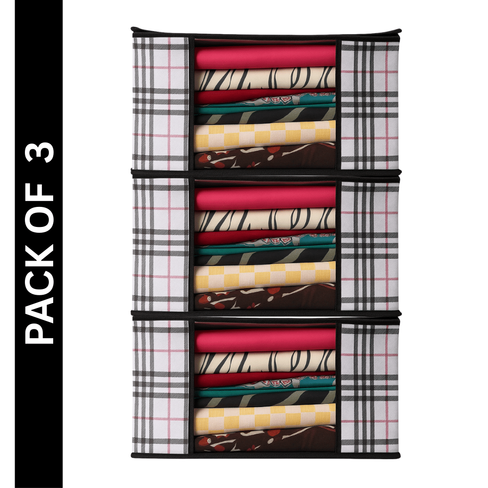     			Non Woven Saree Cover Storage Bags for Clothes with primum Quality Wardrobe/Organizers for Clothes (PACK OF 3)