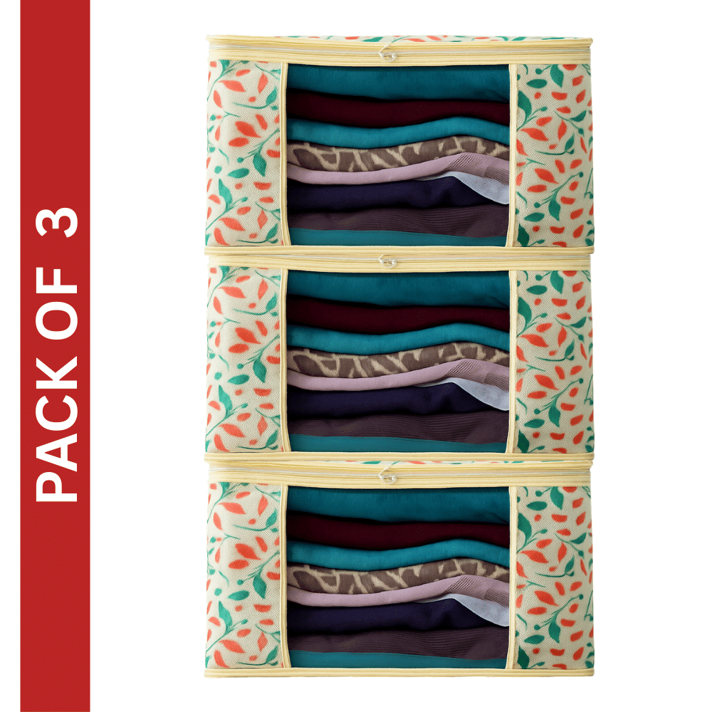     			Non Woven Saree Cover Storage Bags for Clothes with primum Quality Wardrobe/Organizers for Clothes (PACK OF 3)