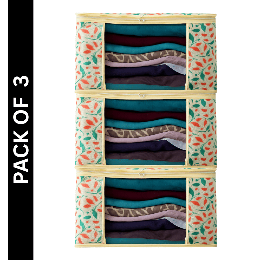     			Non Woven Saree Cover Storage Bags for Clothes with primum Quality Wardrobe/Organizers for Clothes (PACK OF 3)