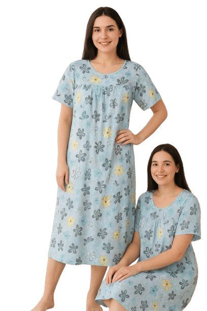    			Pari hub Cotton Blend Printed Women Regular Nighty ( Grey )