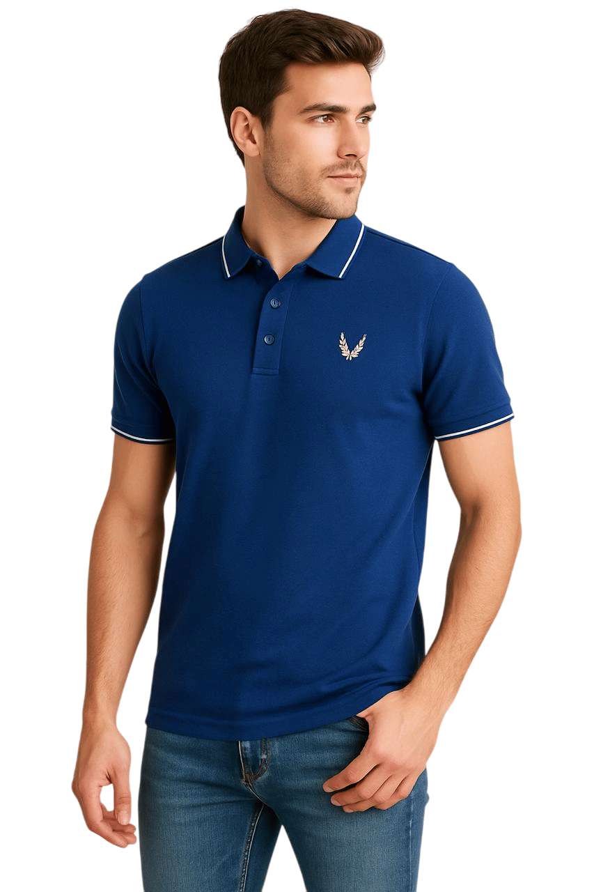 RF RAVES Men Cotton Blend Regular Fit Embroidered Polo T Shirt ( Blue ) RF RAVES Men Cotton Blend Regular Fit Embroidered Polo T Shirt ( Blue )