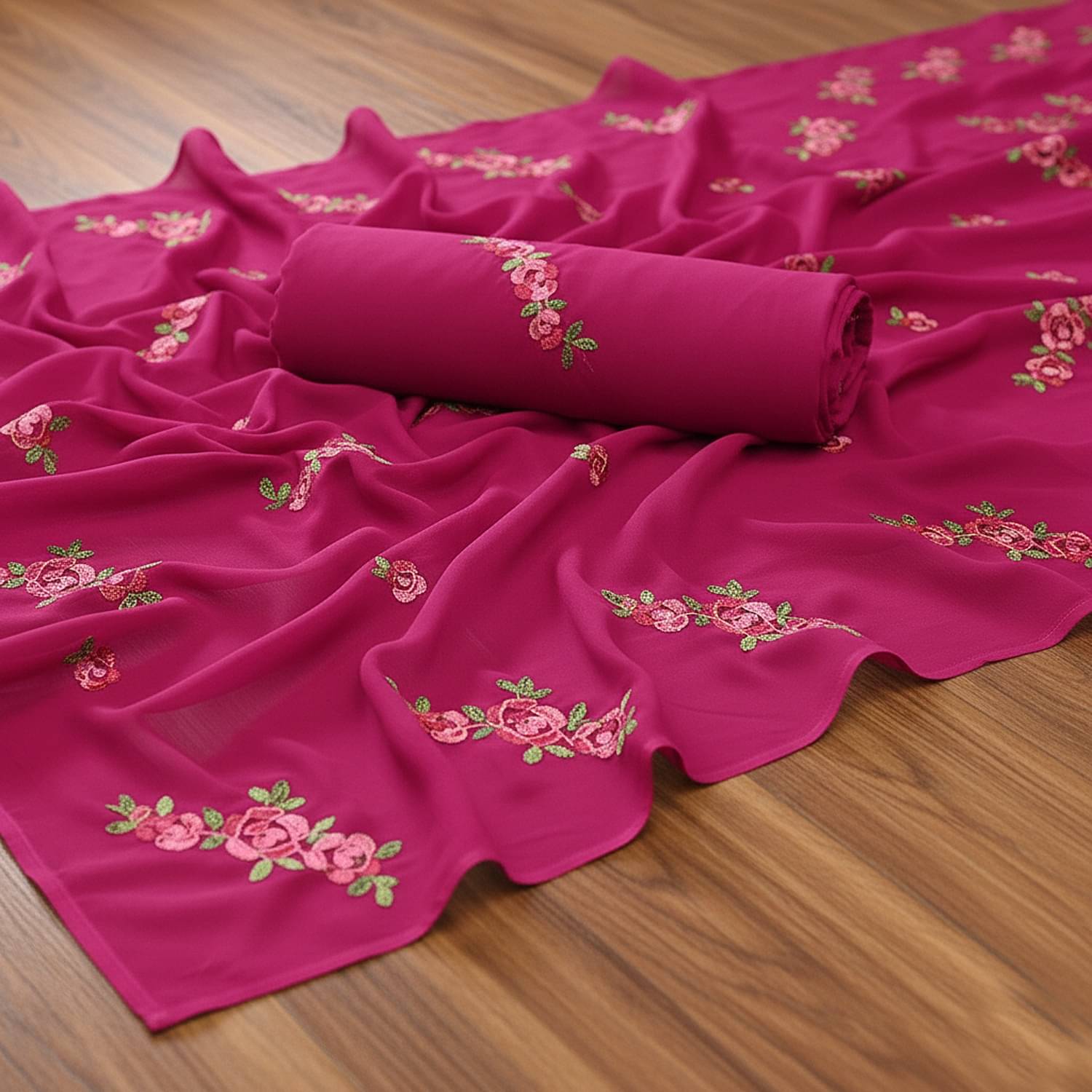 SATVASHIV Georgette Embroidered Regular Saree With Unstitched Blouse Piece ( Mauve )     			SATVASHIV Georgette Embroidered Regular Saree With Unstitched Blouse Piece ( Mauve )