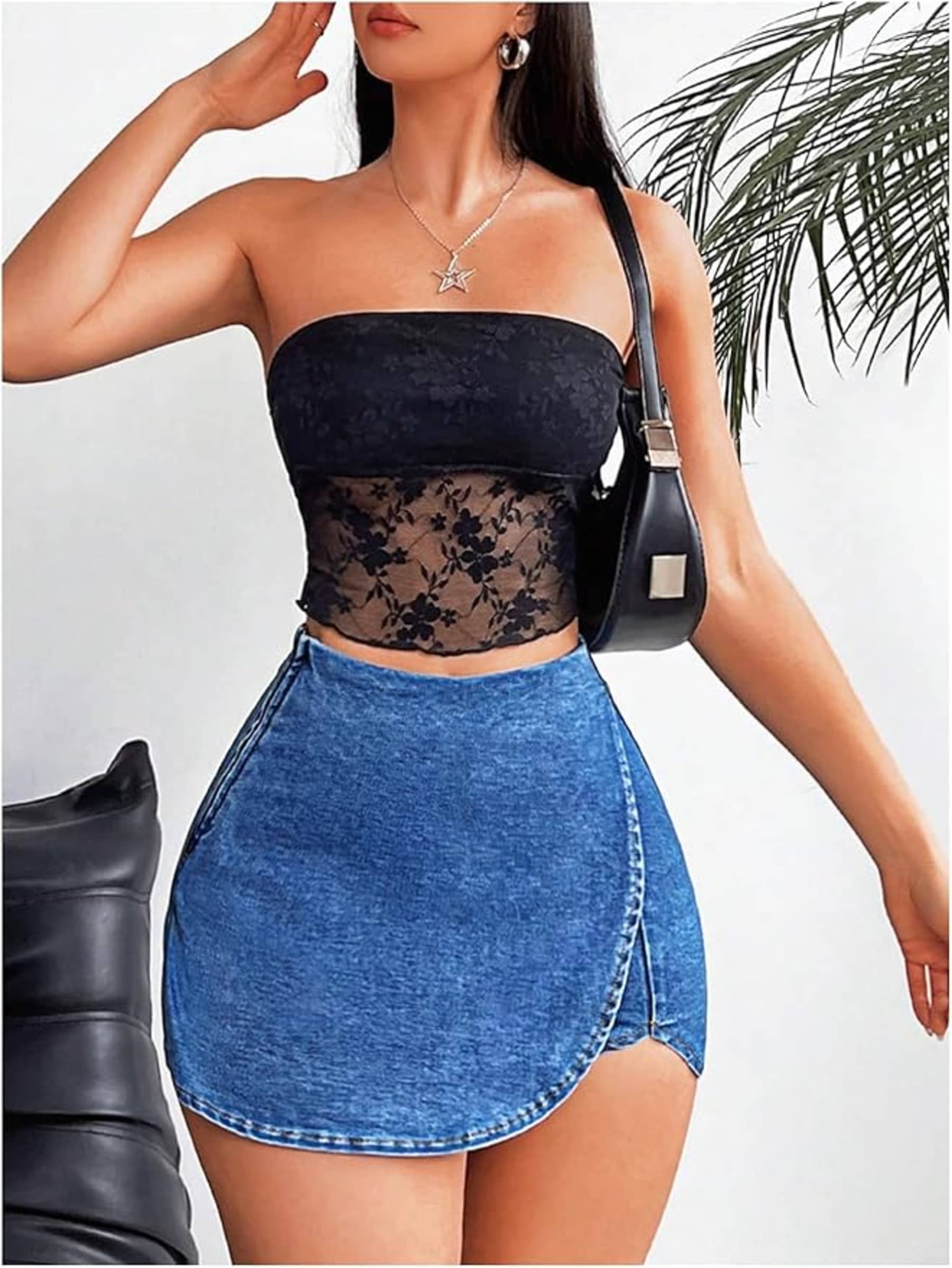 SHINE N' SHOW Blue Denim Women's Straight Skirts ( Pack of 1 )