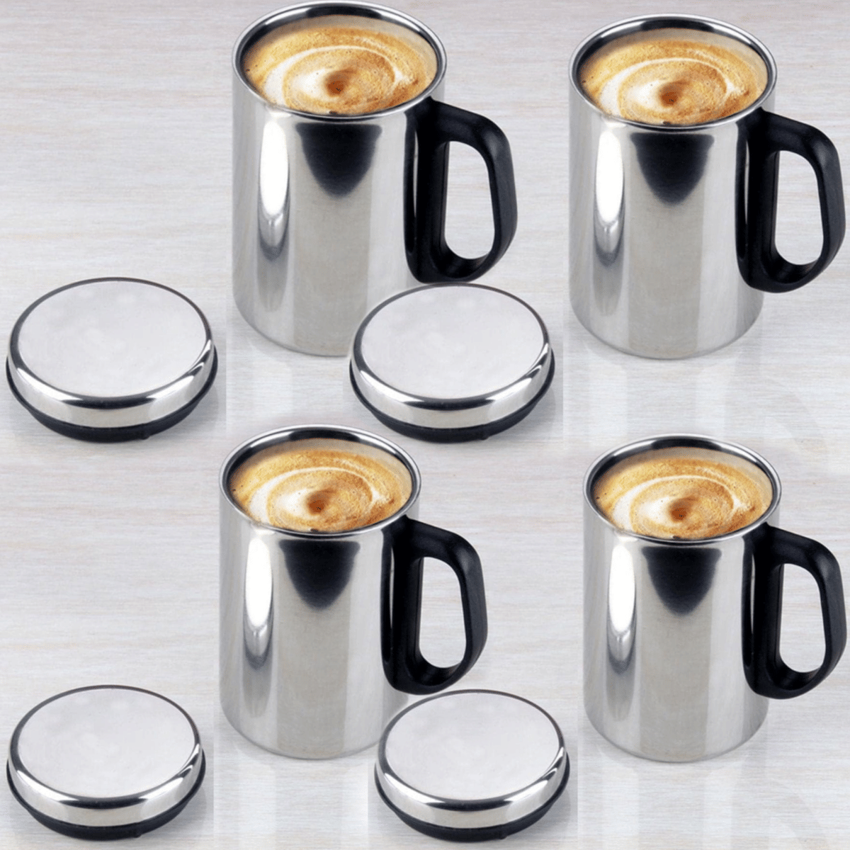     			STEEPLE Solid Steel Coffee Mug 350 mL ( Pack of 4 )