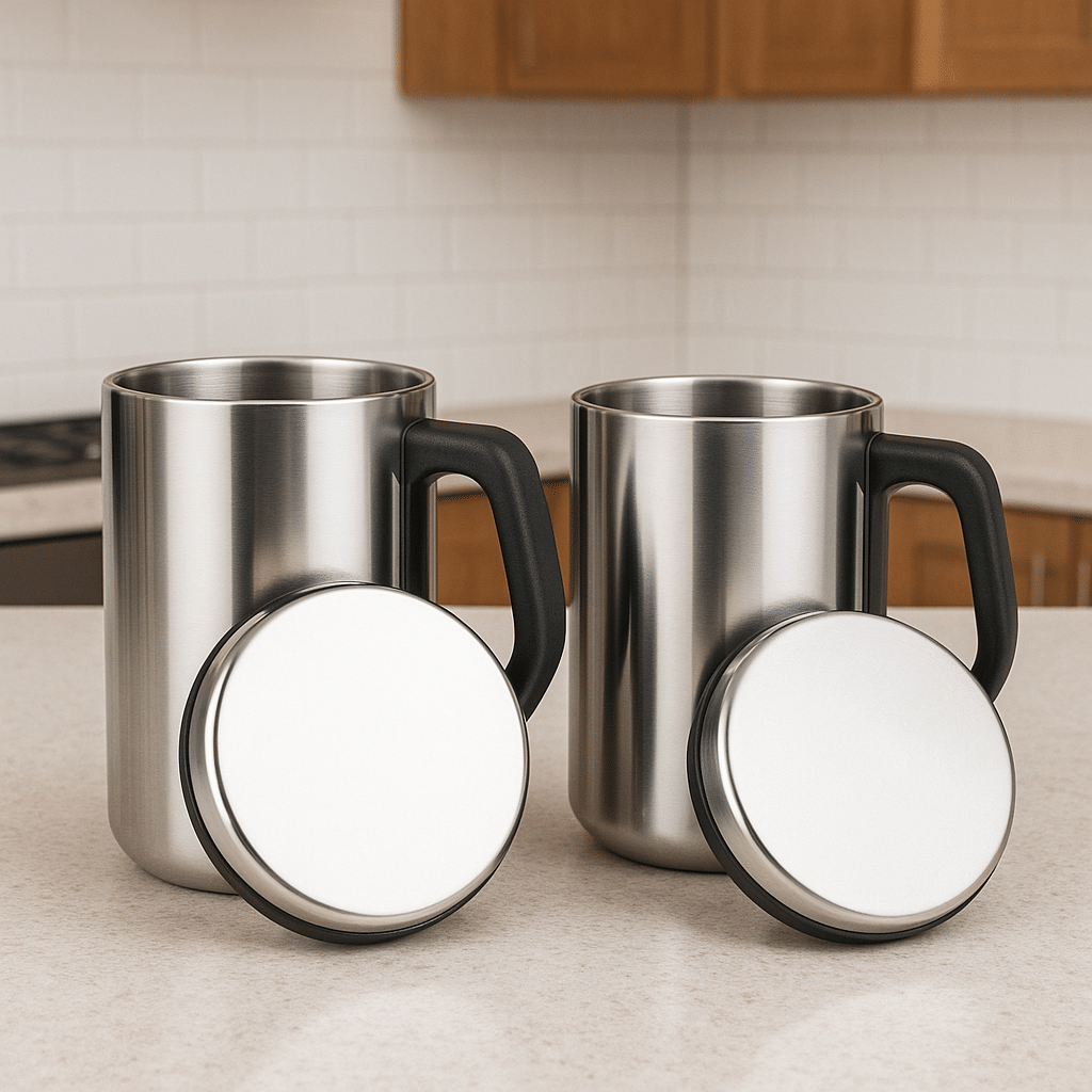     			STEEPLE Vaccum Solid Steel Coffee Mug 350 mL ( Pack of 2 )