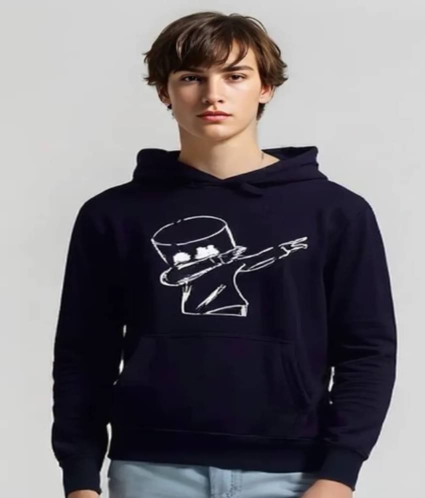 Stelino Fleece Hooded Men's Sweatshirt - Navy Blue ( Pack of 1 ) Stelino Fleece Hooded Men's Sweatshirt - Navy Blue ( Pack of 1 )