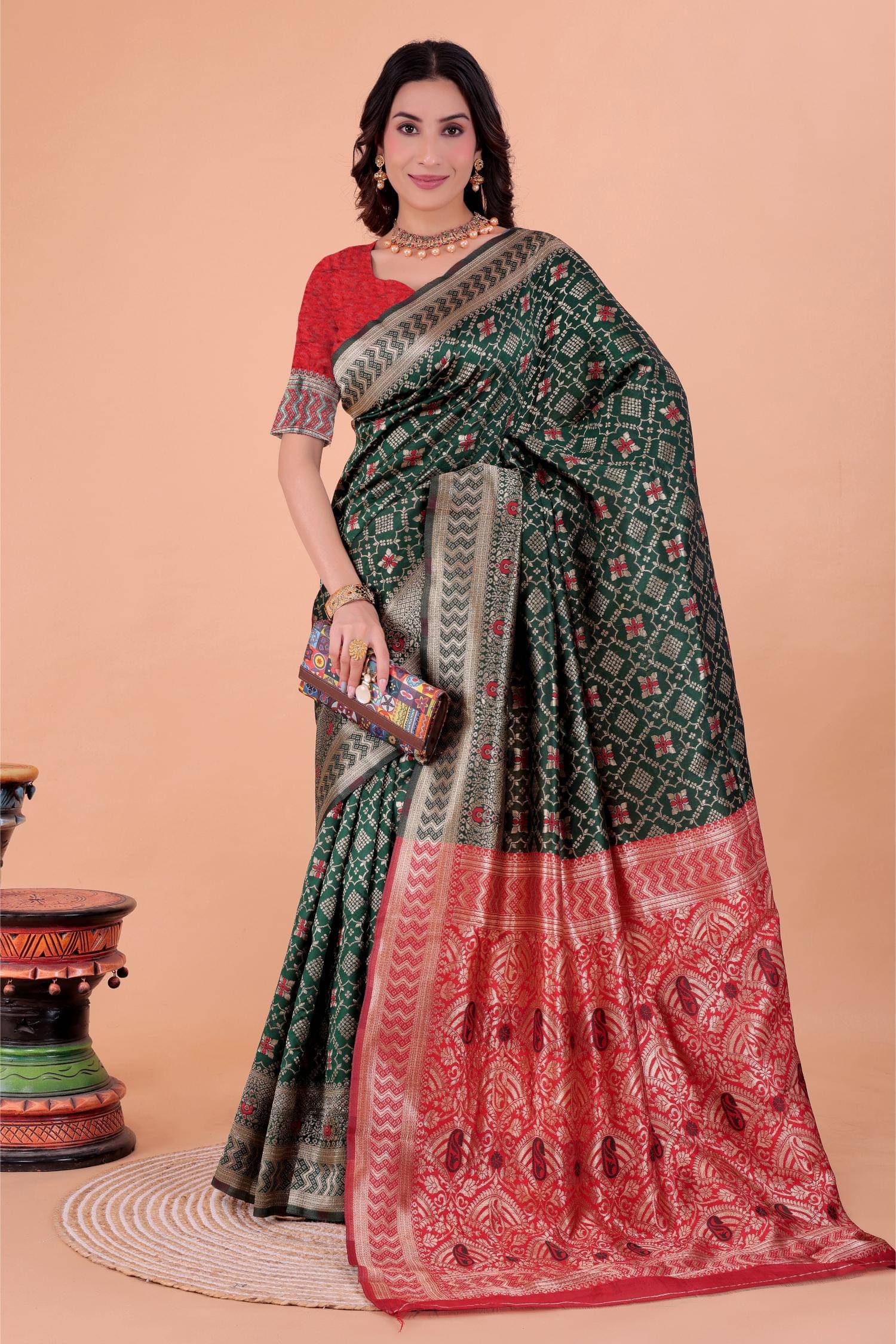 Suntex Silk Woven Design Banarasi saree With Unstitched Blouse Piece ( Olive ) Suntex Silk Woven Design Banarasi saree With Unstitched Blouse Piece ( Olive )