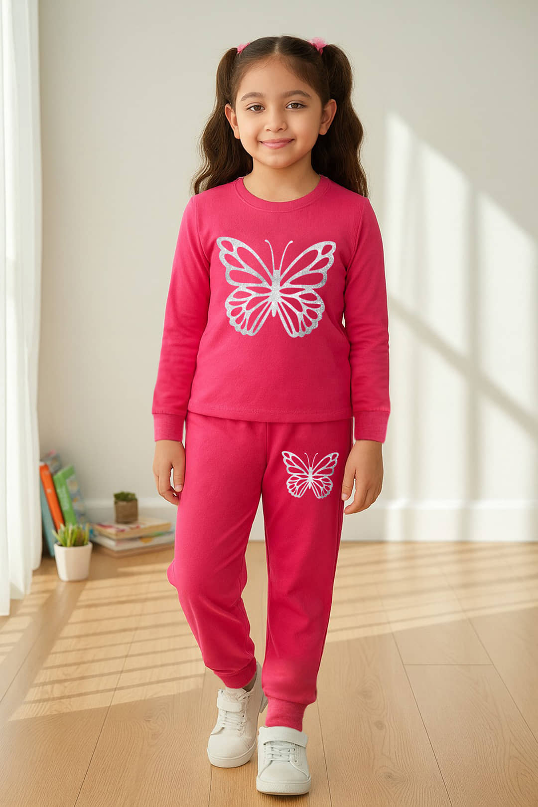 Trampoline Pack of 1 Girls Cotton Blend T-shirt & Trackpants ( Pink )