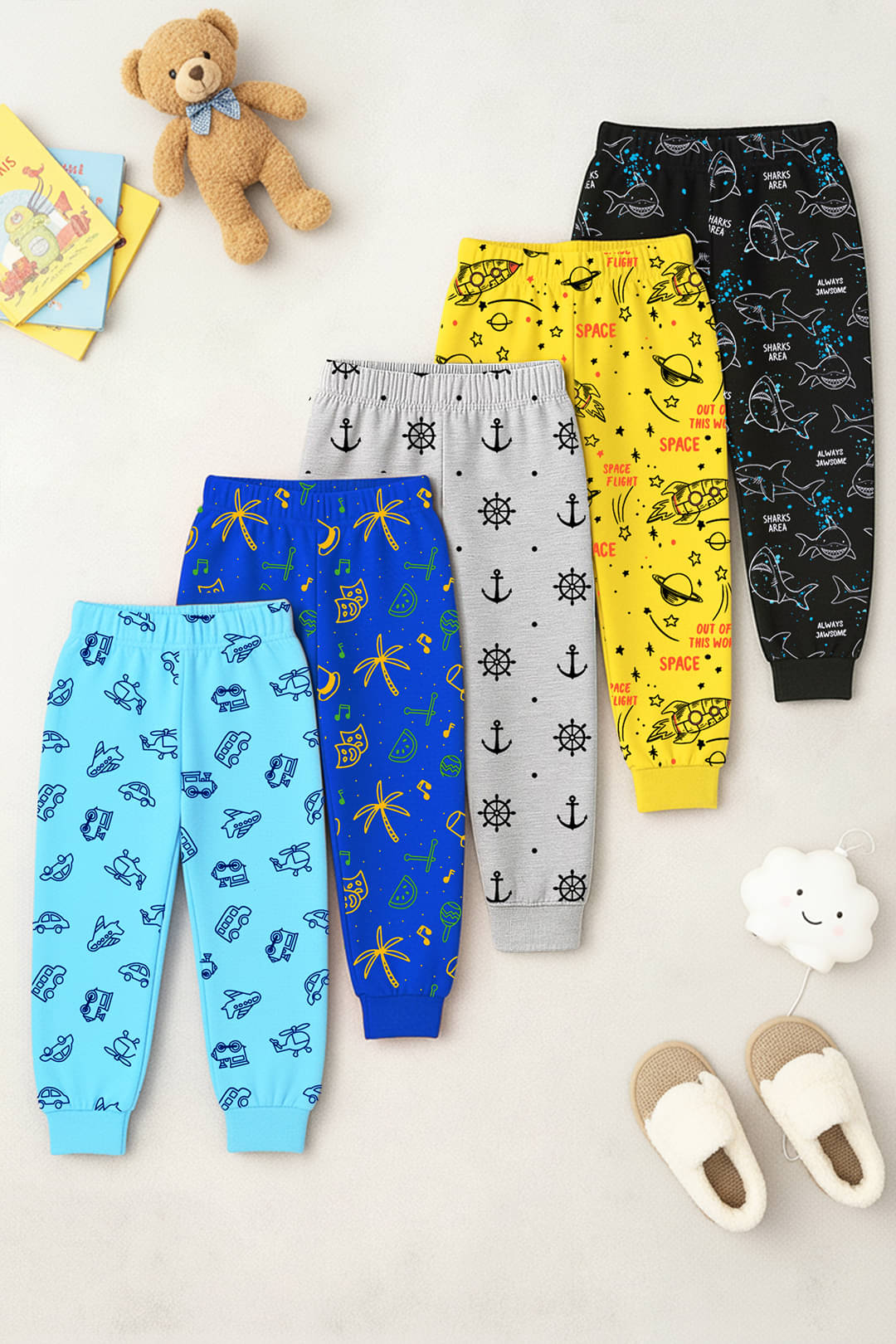 Trampoline Pack of 5 Boys Cotton Blend Trackpant ( Multi Color ) Trampoline Pack of 5 Boys Cotton Blend Trackpant ( Multi Color )