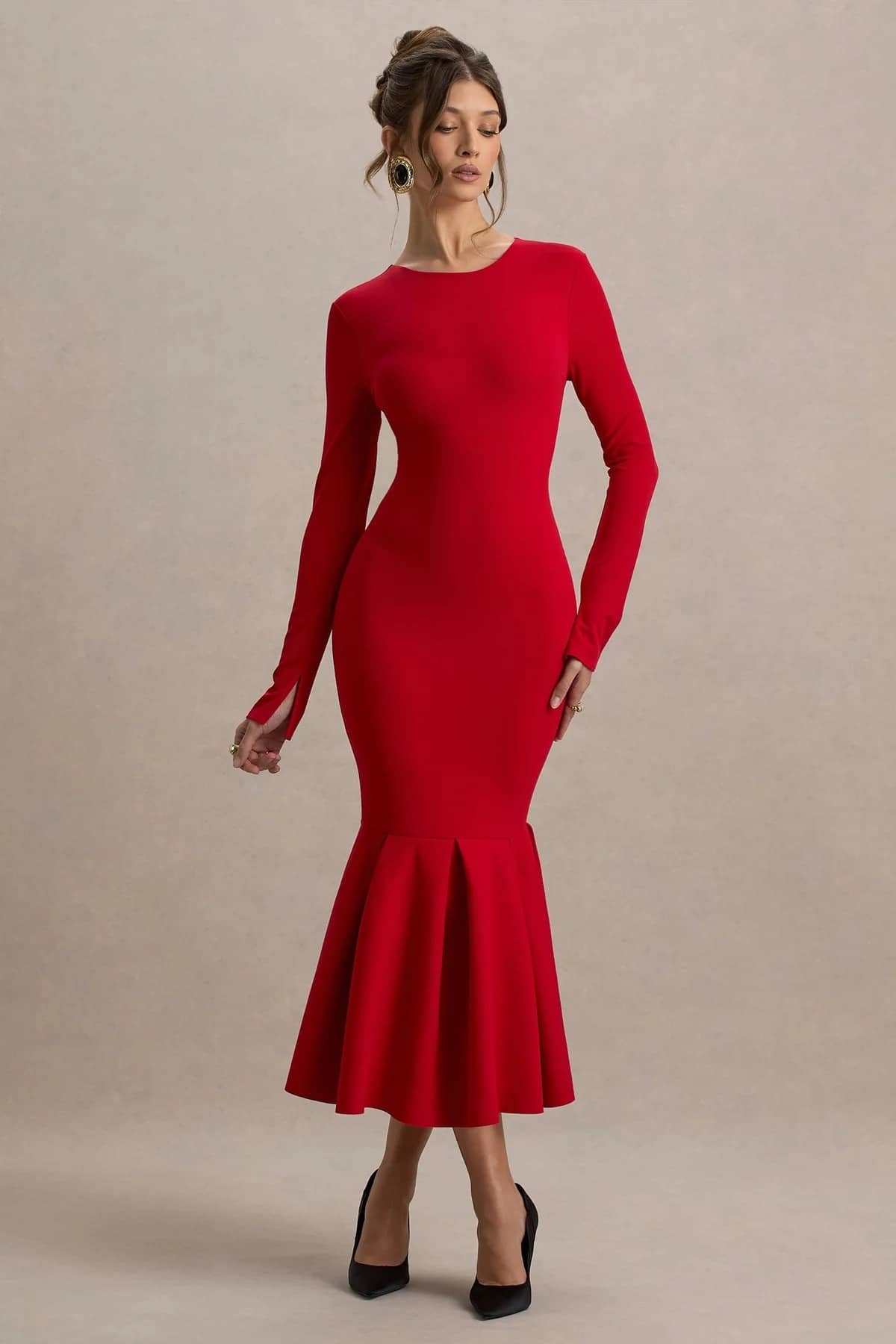 Traquila Women Lycra Bodycon Dress ( Red )