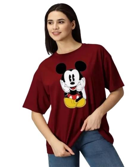 VAN STYLO Women Cotton Blend Printed Regular Fit Round Neck T-Shirt ( Maroon ) VAN STYLO Women Cotton Blend Printed Regular Fit Round Neck T-Shirt ( Maroon )