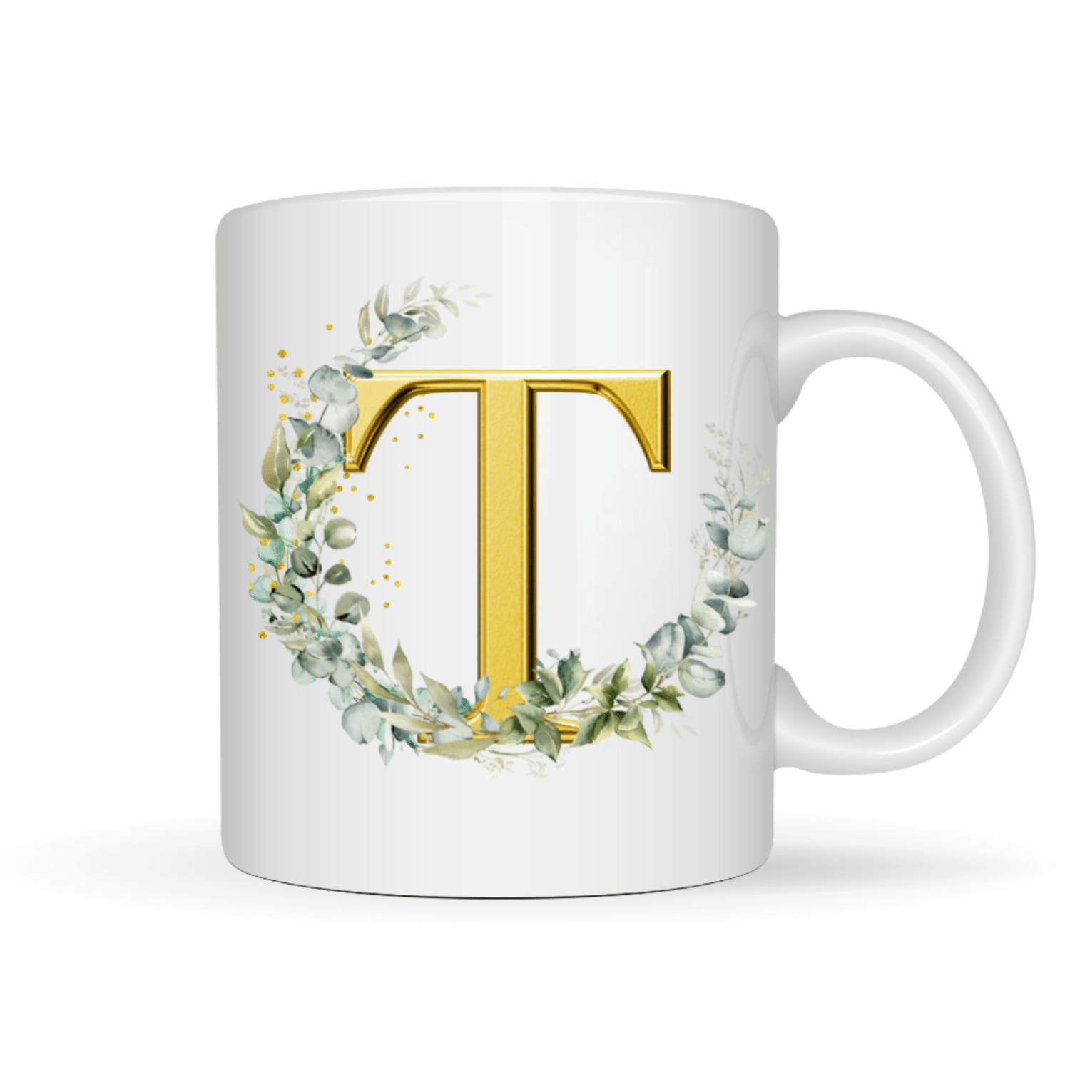 VK Fashion Alphabet Printed T Ceramic Coffee Mug 350 mL ( Pack of 1 )     			VK Fashion Alphabet Printed T Ceramic Coffee Mug 350 mL ( Pack of 1 )