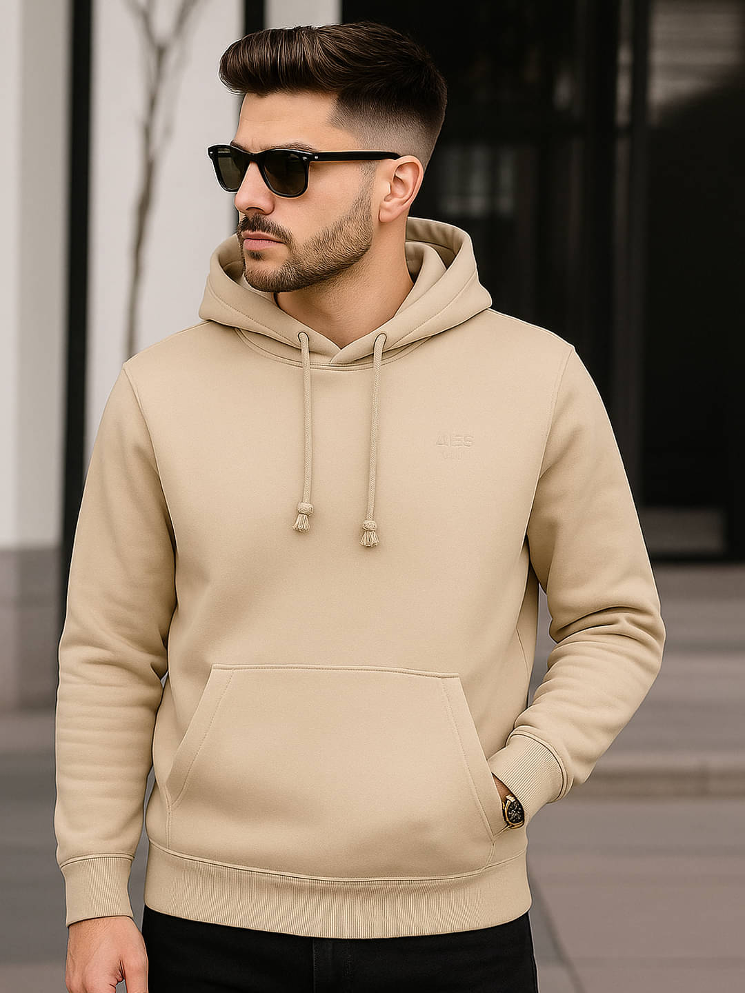 YONGE Fleece Hooded Men's Sweatshirt - Beige ( Pack of 1 ) YONGE Fleece Hooded Men's Sweatshirt - Beige ( Pack of 1 )