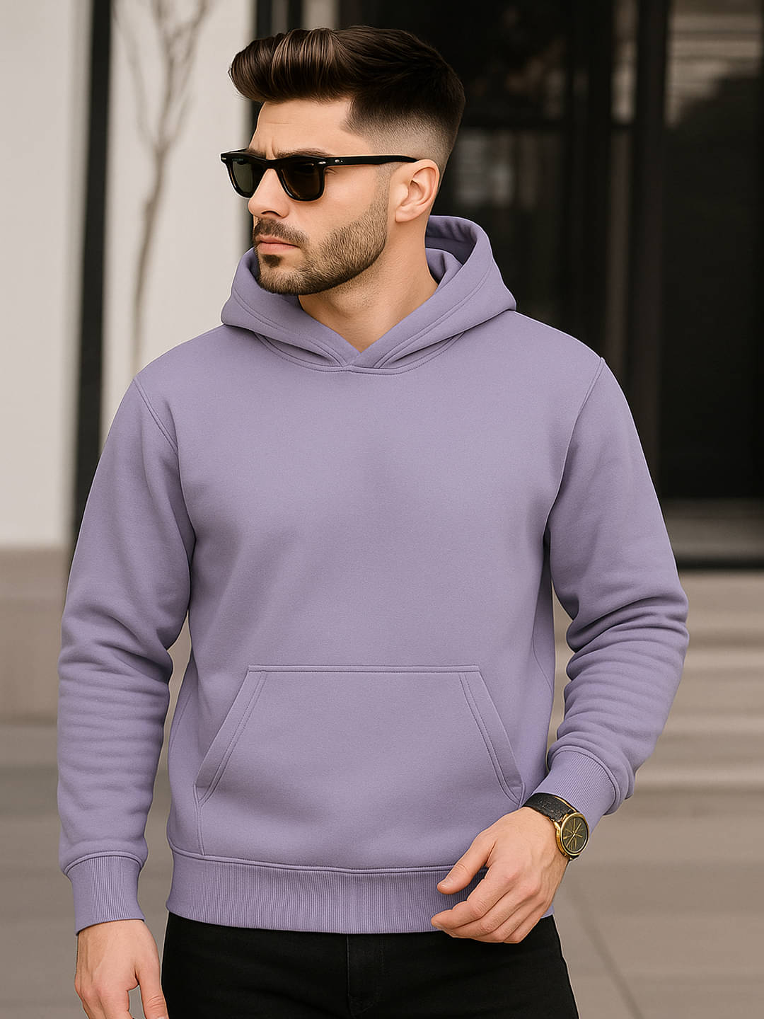YONGE Fleece Hooded Men's Sweatshirt - Lavender ( Pack of 1 )     			YONGE Fleece Hooded Men's Sweatshirt - Lavender ( Pack of 1 )