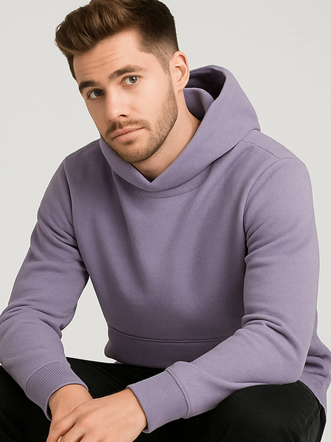 YONGE Fleece Hooded Men's Sweatshirt - Lavender ( Pack of 1 )     			YONGE Fleece Hooded Men's Sweatshirt - Lavender ( Pack of 1 )