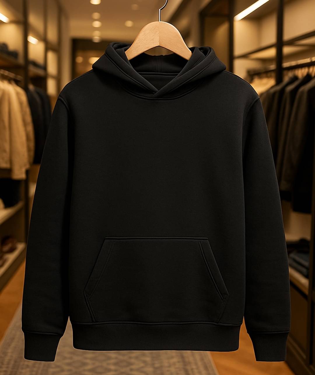 YONGE Fleece Hooded Men's Sweatshirt - Black ( Pack of 1 ) YONGE Fleece Hooded Men's Sweatshirt - Black ( Pack of 1 )