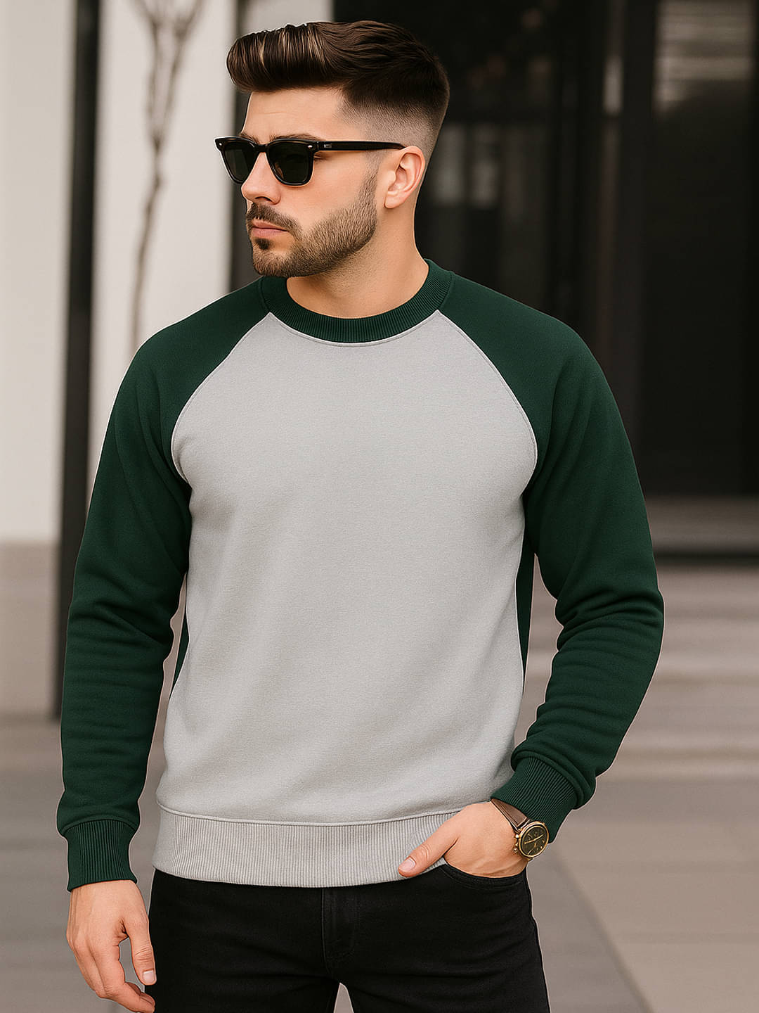 YONGE Fleece Round Neck Men's Sweatshirt - Green ( Pack of 1 )     			YONGE Fleece Round Neck Men's Sweatshirt - Green ( Pack of 1 )