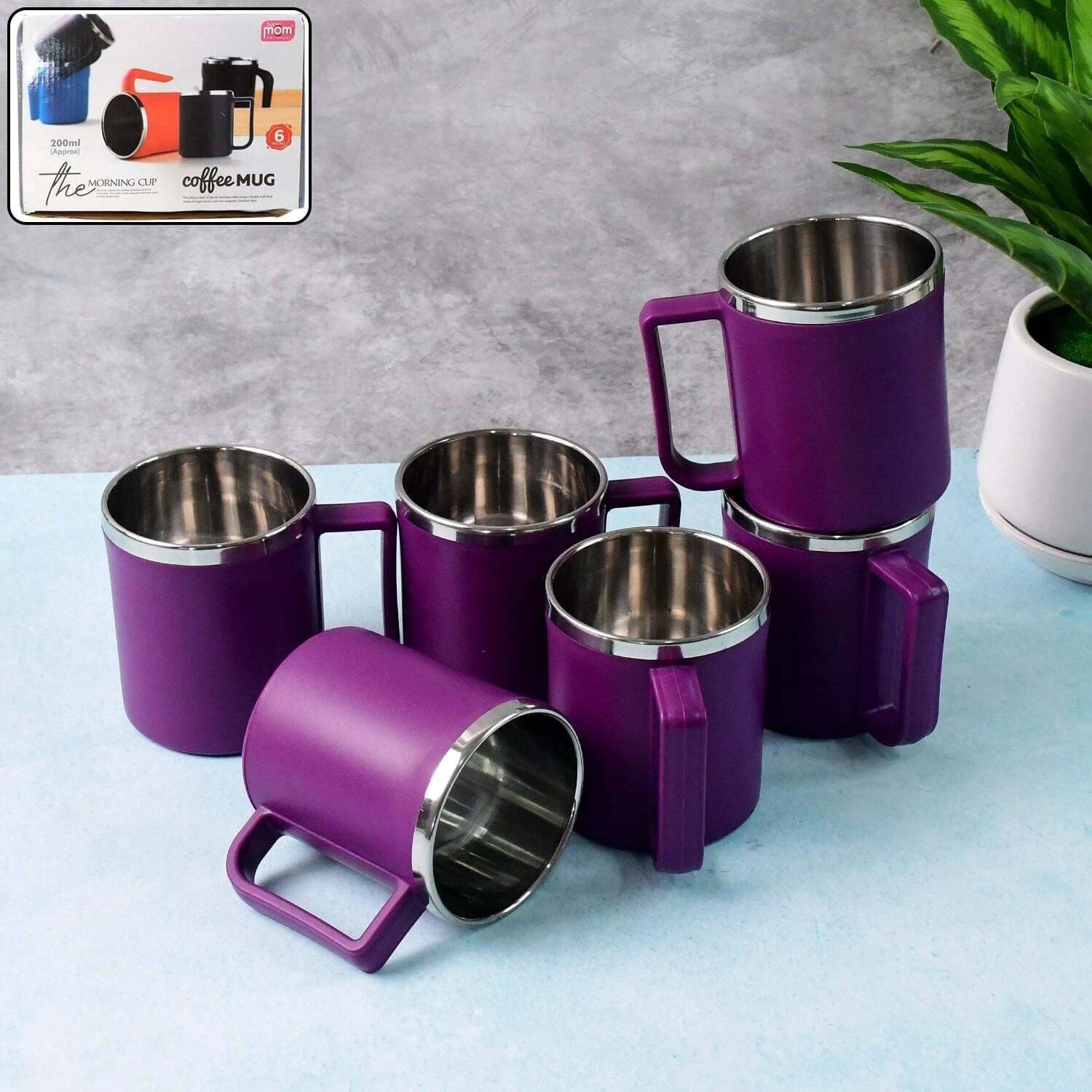     			deodap Stainless Steel Coffee Mug 200 mL ( Pack of 6 )