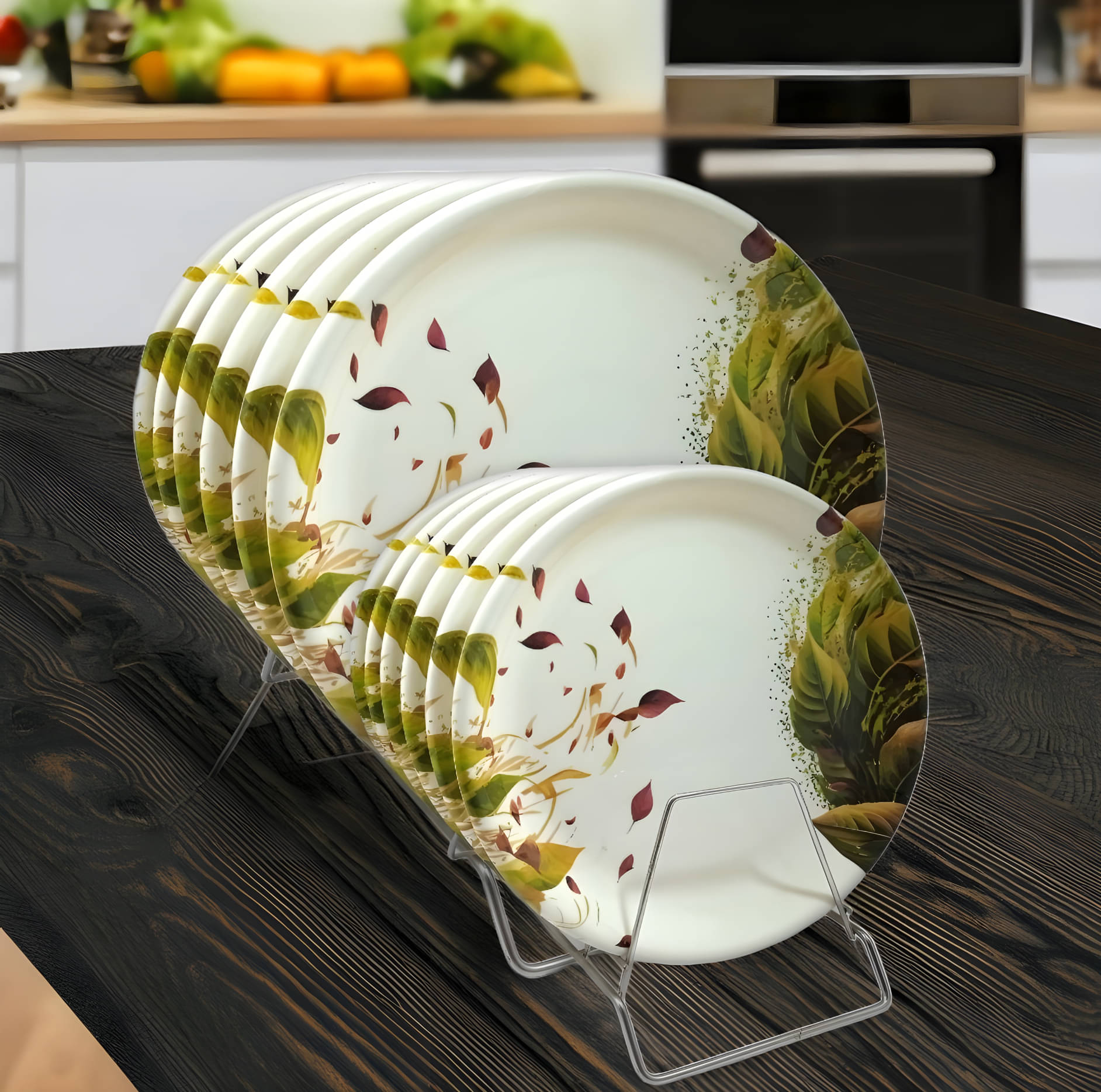 kitchrox 12 Pcs Melamine Multi Color Full Plate & Half Plate     			kitchrox 12 Pcs Melamine Multi Color Full Plate & Half Plate